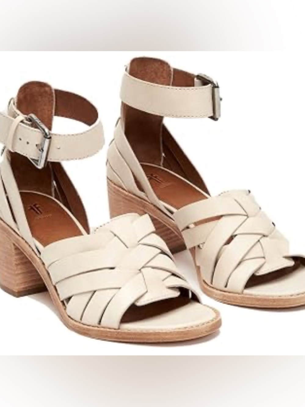 Frye Bianca Huarache 2-Piece Heeled Sandals in Cream leather Size 8.5 M